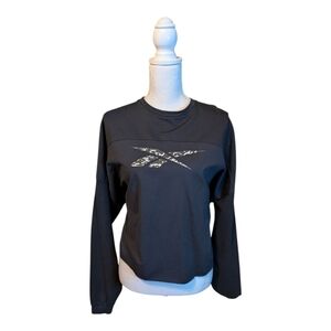 Reebok Black Cropped Sweatshirt Modern Safari Logo NWT